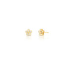 Brinco Flor Banhado à Ouro 18k Cravejado com Pedras de Zircônia