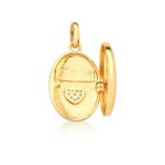 Pingente Relicário Banhado à Ouro 18k Coração Cravejado Família