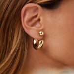 Brinco Argola Tubo com Tarraxa Esfera Banhado á Ouro 18K