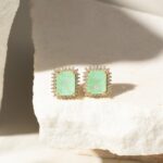 Brinco Fusion Esmeralda Colombiana Verde Retangular Banhado á Ouro 18K