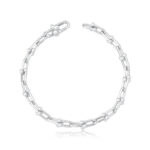Pulseira Maleável Banhado à Ródio Branco em Elos de Bolinha