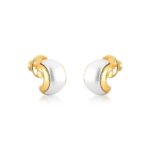 Brinco Meia Argola Madre Pérola com Contorno Banhado à Ouro 18K