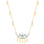 Colar  Banhado à Ouro 18K Olho Grego Cílios Gotinha com Zircônia Colorida