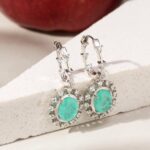 Brinco Fusion Banhado è Ródio Branco com Zircônia e Pedra Turmalina