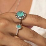 Anel Fusion Banhado à Ródio Branco com Zircônia e Pedra Turmalina