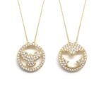 Escapulário Banhado à Ouro 18K Espírito Santo Cravejado Vazado