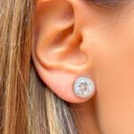 Brinco Ponto de Luz Banhado à Ródio Branco Cravejado com Zircônia Branca