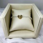 Pulseira Cristais com Coração Banhado à Ouro 18k