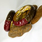 Bracelete Esmaltado Largos Bordô/Marrom Banhado à Ouro 18k Luxuoso