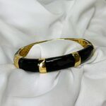 Bracelete Black Line com Ouro 18k Elegante