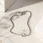 Pulseira Riviera Banhada à Ródio Branco Cravejada com Zircônia e Cristal Diamond Amarelo