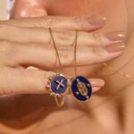 Colar Escapulário Azul Banhado à Ouro 18k