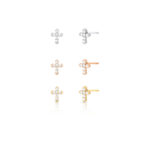 Brinco Cruz Cravejado com Zricônia