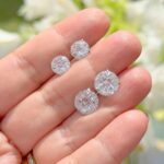 Duo de Brincos Ponto de Luz em Zircônia Branca Banhado em Ródio Branco