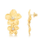 Brinco Banhado à Ouro 18K  Flor Duplo Fosco Blossom