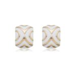 Brinco Banhado à Ouro 18K  e Esmaltado Branco Power White