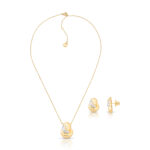 Conjunto Mix no Banho Ouro 18K e Ródio com Design de Elos Polidos