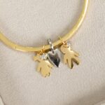 Pingente Banhado à Ouro 18K Filhos Lisos Mini Coração Cravejado  Menino