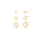 Trio de Brincos Banhado à Ouro 18k Cravejado com Pedra de Zircônia