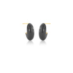 Brinco Meia Argola Oval Esmaltado Preto Banhado à Ouro 18k