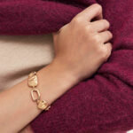 Pulseira Maleável Banhado à Ouro 18k Elos Retangular Orgânico