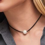 Corrente Regulável Preta com Pérola Shell