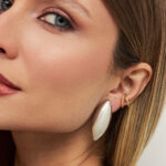 Brinco Banhado à Ródio Branco Liso Navete