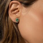 Brinco Banhado à Ouro 18K Gota Cristal Paraíba Verde Cravejado com Zircônia Branca