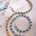 Pulseira Riviera Banhado à Ródio Branco Olho Grego e Cristais