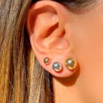 Trio de Brinco Mix de Bolinhas Banhos Rose Ródio Ouro