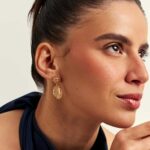 Brinco Banhado à Ouro 18K Pendulo Pedra Rutilo Oval Navete Abaulado